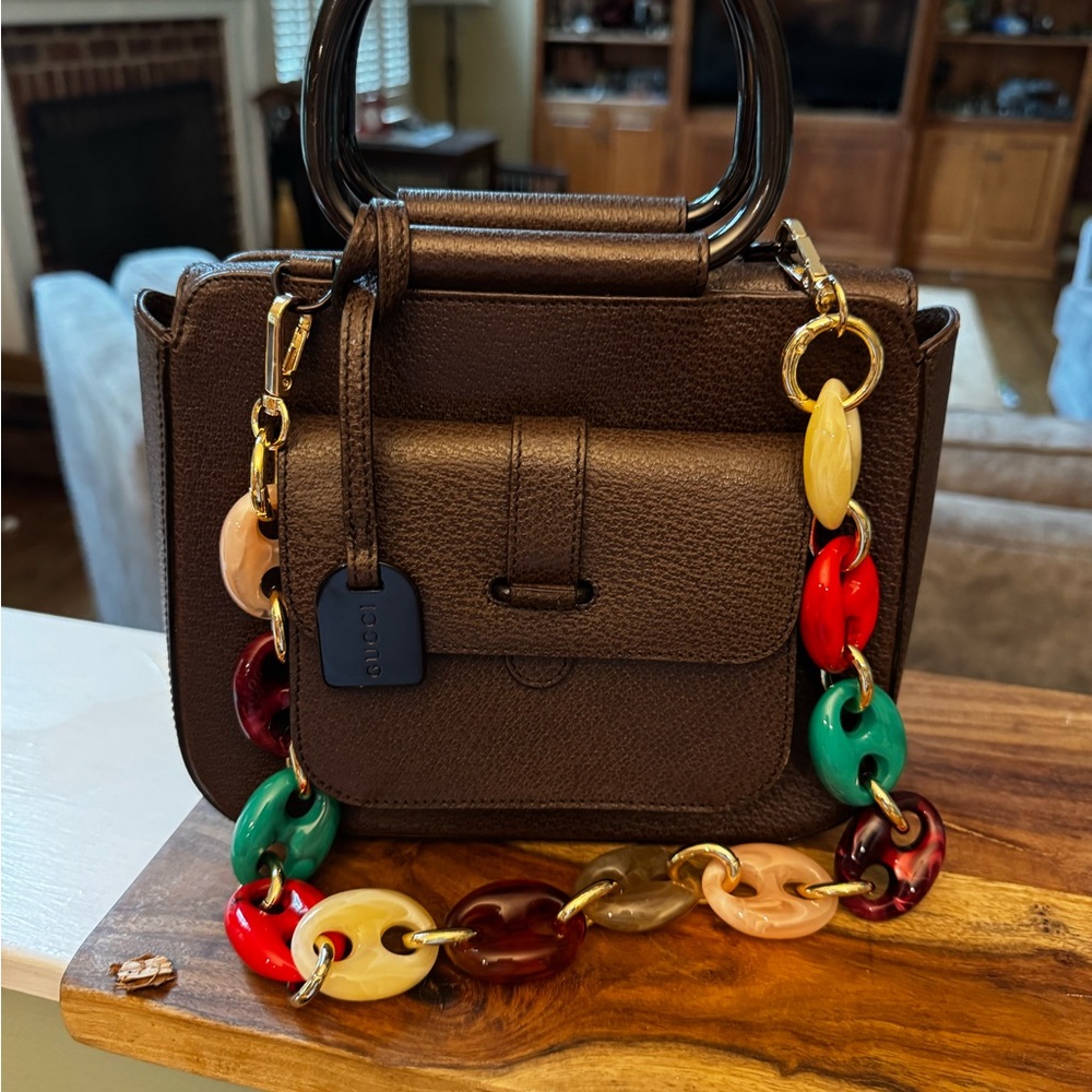 Gucci Handbag with Acrylic Handles and added Multicolor Chain